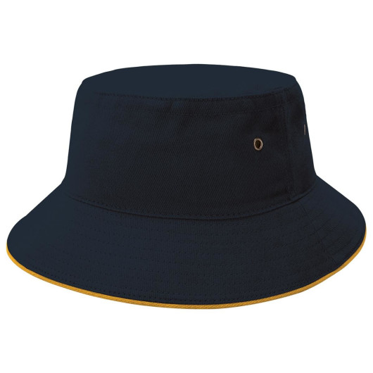 Sandwich Brim Bucket Hats Navy Gold